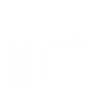White LinkedIn icon with lowercase ‘in’ on a transparent background.