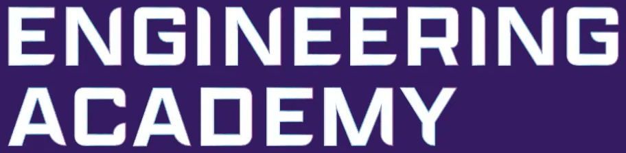 Engineering Academy written in white font on a purple background.